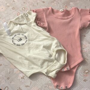 Rabbit Skins Pink and Cream Bodysuit Set